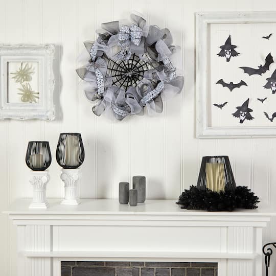 26" Halloween Spider Web Mesh Wreath